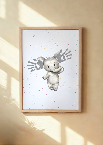 'On Safari' Pack of 4 A4 Prints | Personalised Hand & Footprint Nursery Wall Art