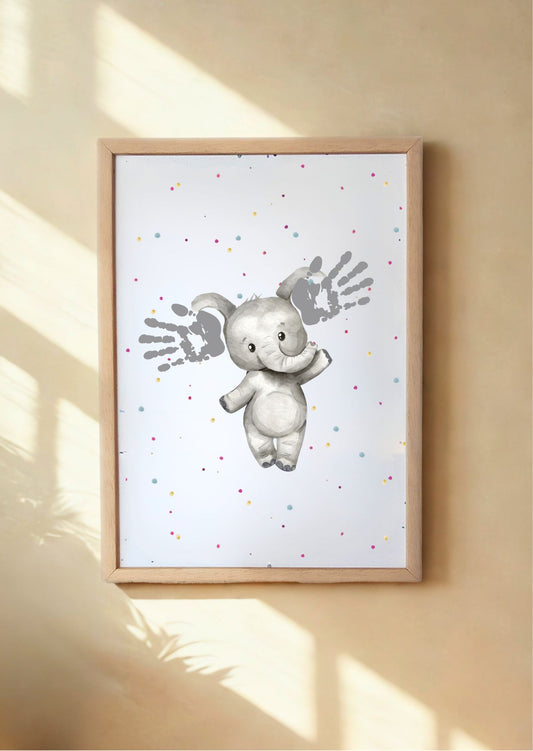 Elephant Baby Handprint Keepsake | Personalised Nursery Print