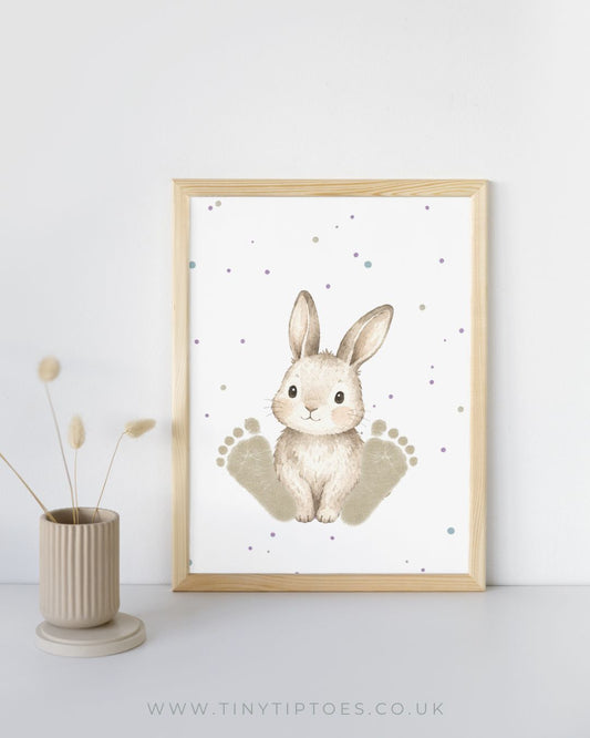 Bunny Baby Footprint Keepsake | Personalised Nursery Print