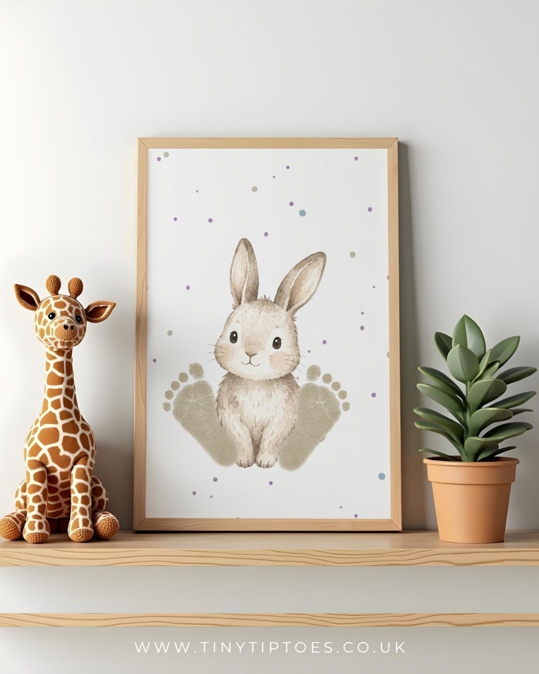 Bunny Baby Footprint Keepsake | Personalised Nursery Print