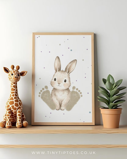 Bunny Baby Footprint Keepsake | Personalised Nursery Print