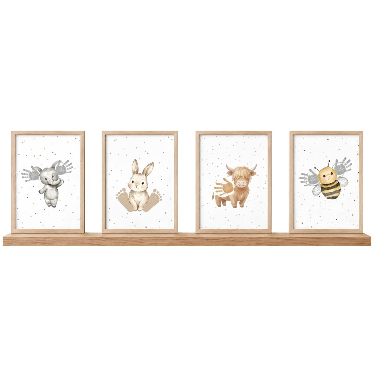 Set of 4 keepsake prints completed using baby hand and footprints