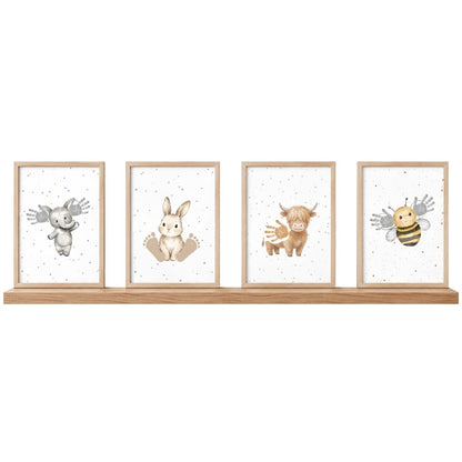 Set of 4 keepsake prints completed using baby hand and footprints