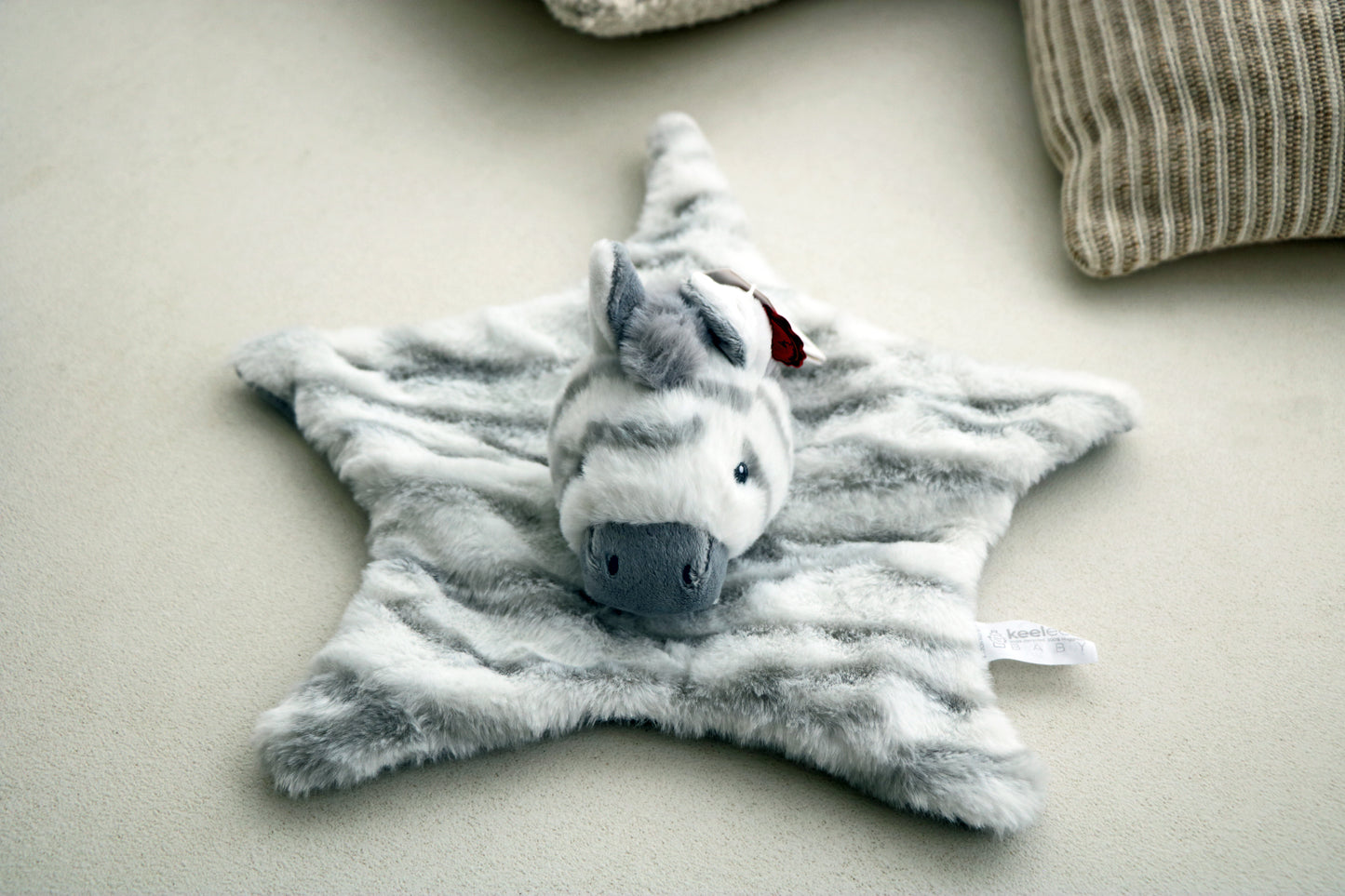 Keeleco Cuddle Zebra Blanket Comforter Baby Zebra Soft Toy Plush on white background