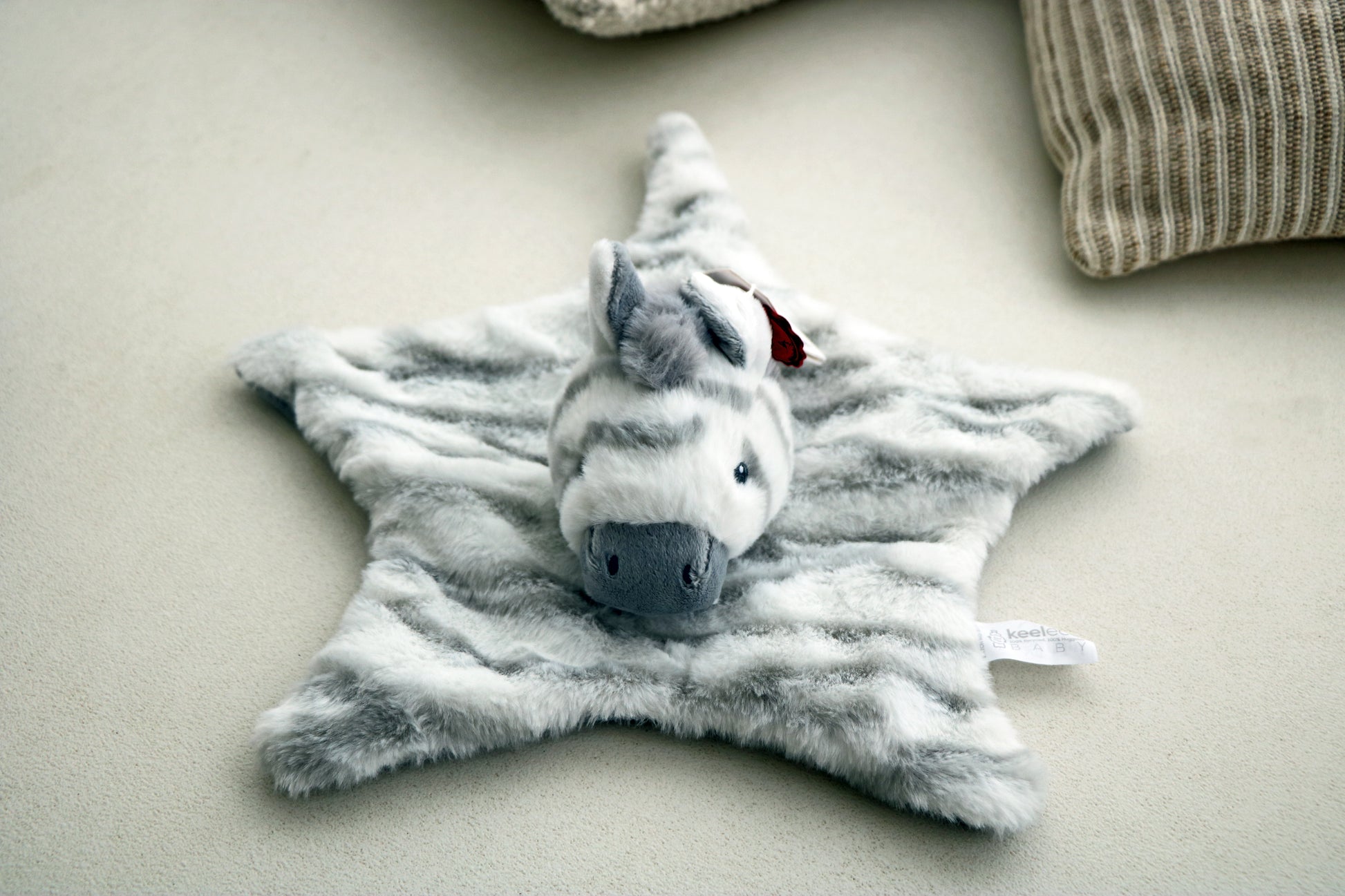 Keeleco Cuddle Zebra Blanket Comforter Baby Zebra Soft Toy Plush on white background