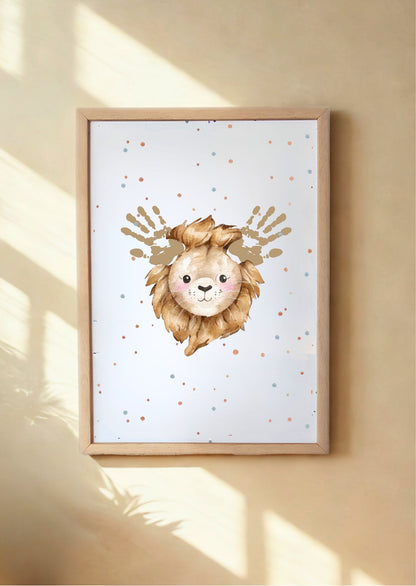 Lion Baby Handprint Keepsake | Personalised Nursery Print