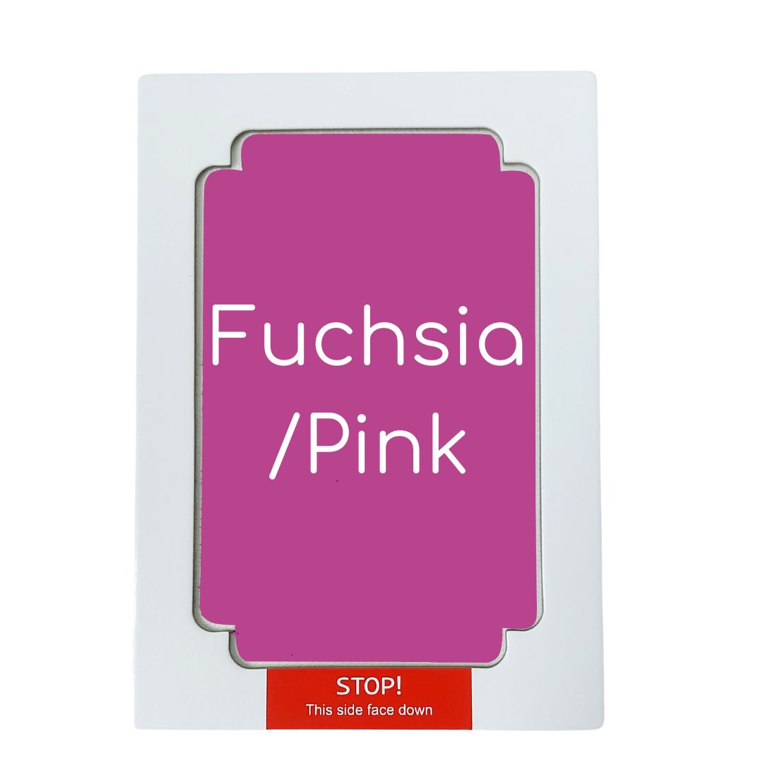 Fuchsia/Pink mess free ink pad with text on a white background