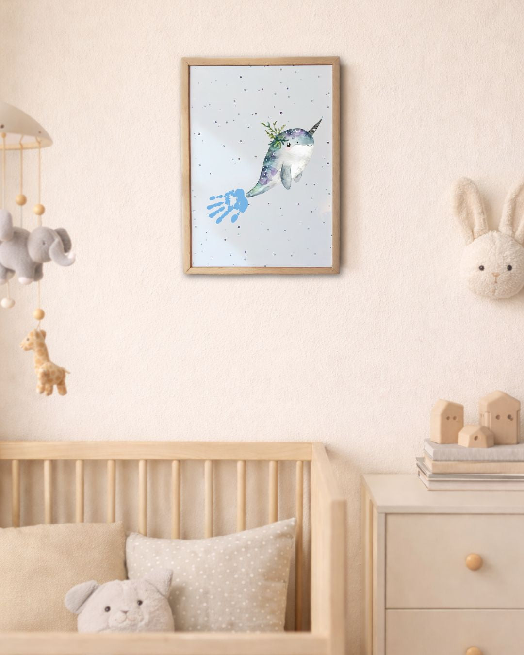 Narwhal Baby Handprint Keepsake | Personalised Nursery Print