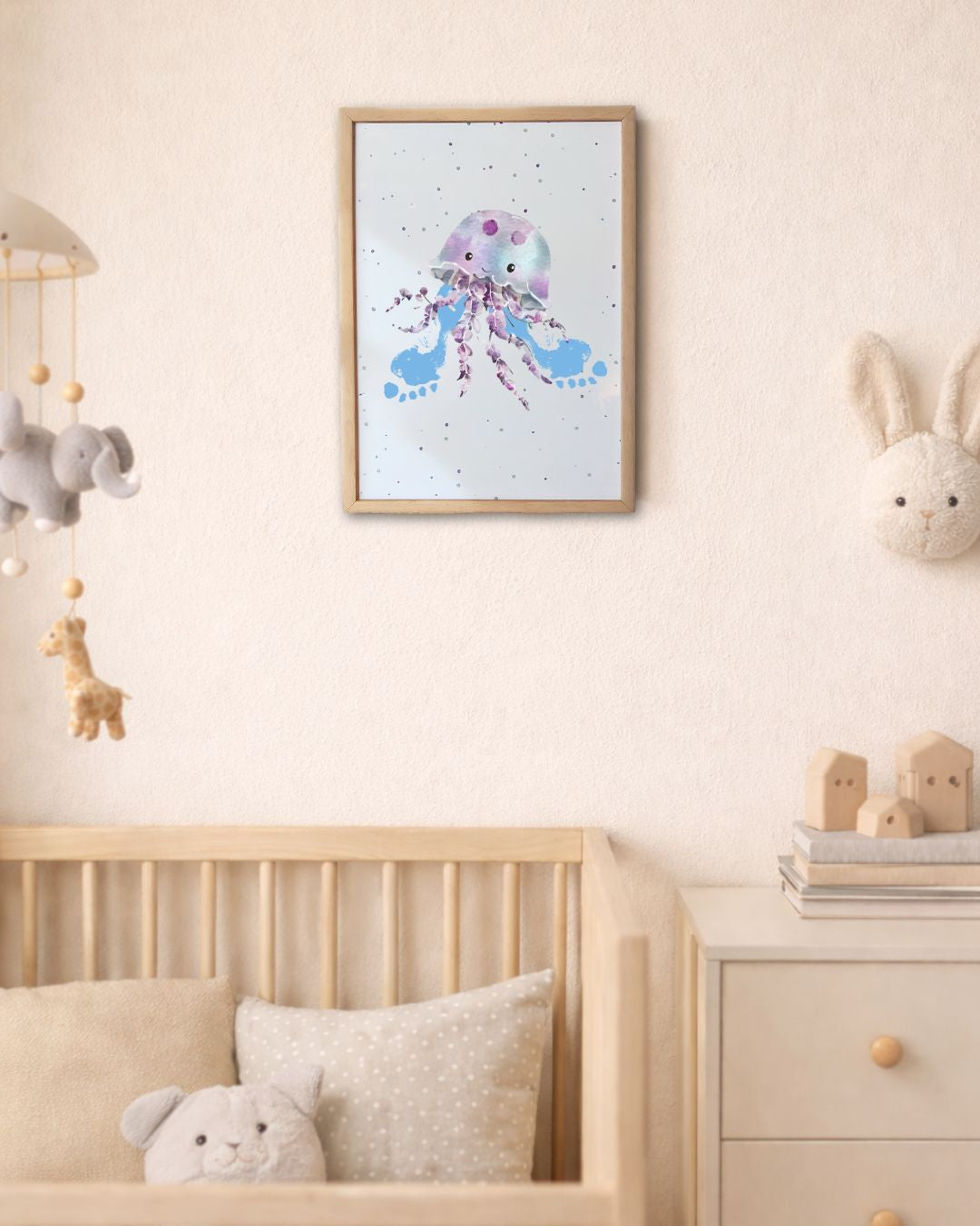 Jellyfish Baby Footprint Keepsake | Personalised Nursery Print