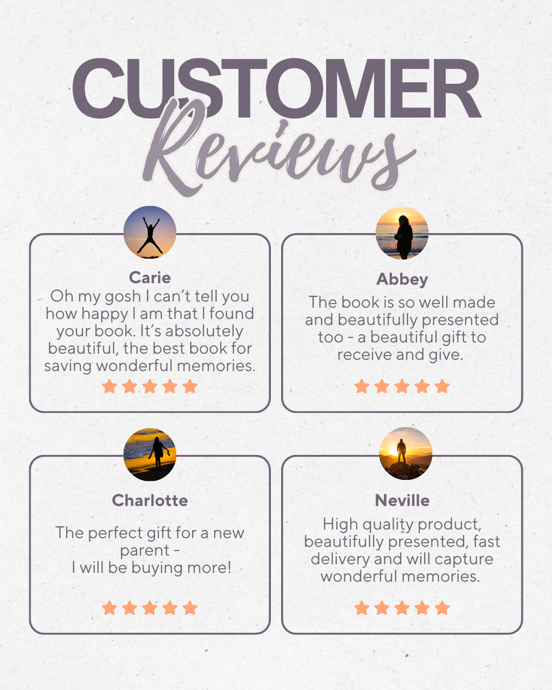 Customer reviews for a product with star ratings and text feedback.