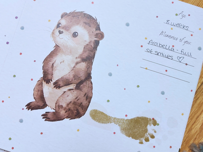 Illustration of a baby otter with a footprint tail and memories written next to it
