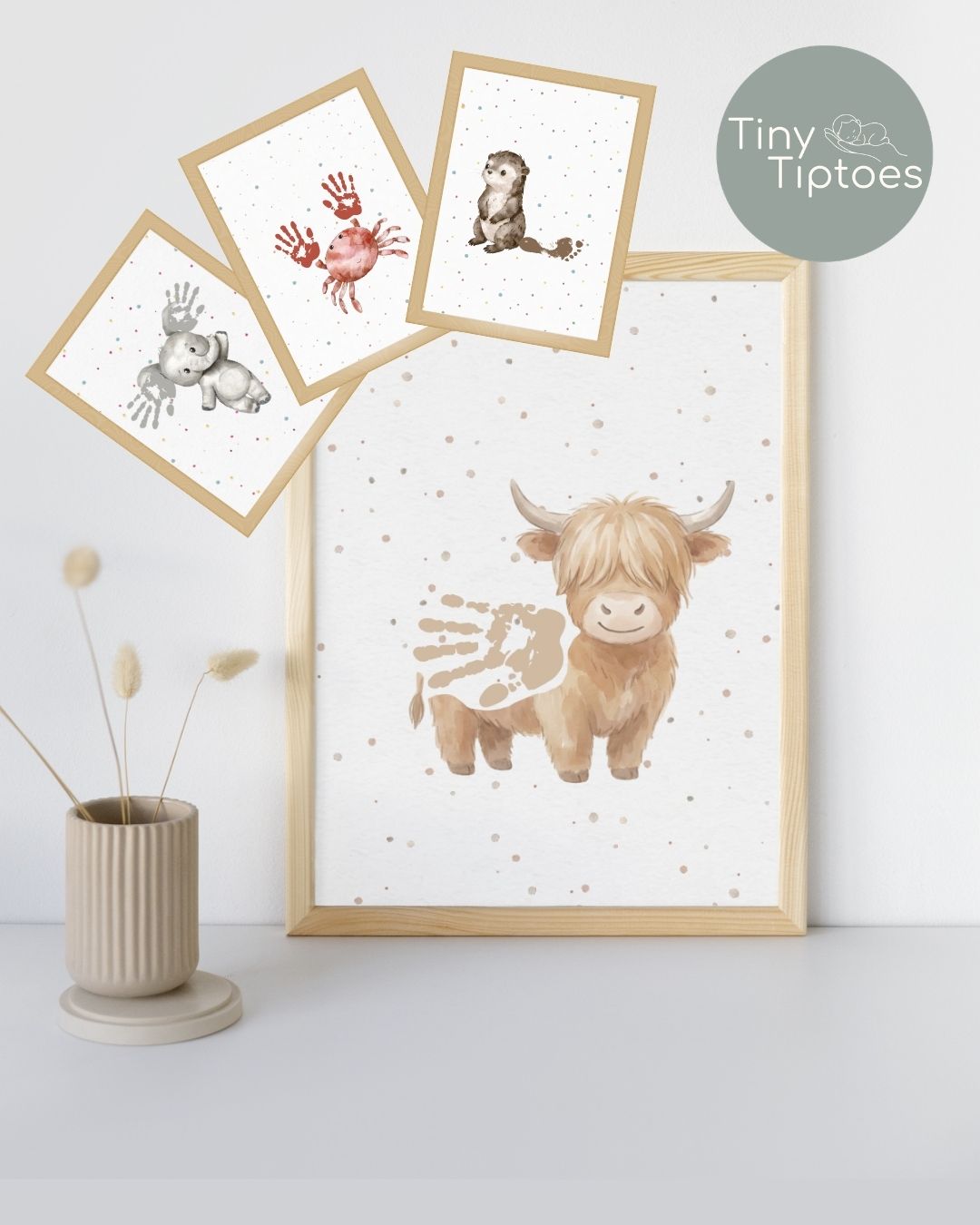 Custom Pack of 4 Prints (A4) | Personalised Hand & Footprint Nursery Wall Art