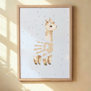 Framed Alpaca Handprint Keepsake with child's handprint as it body