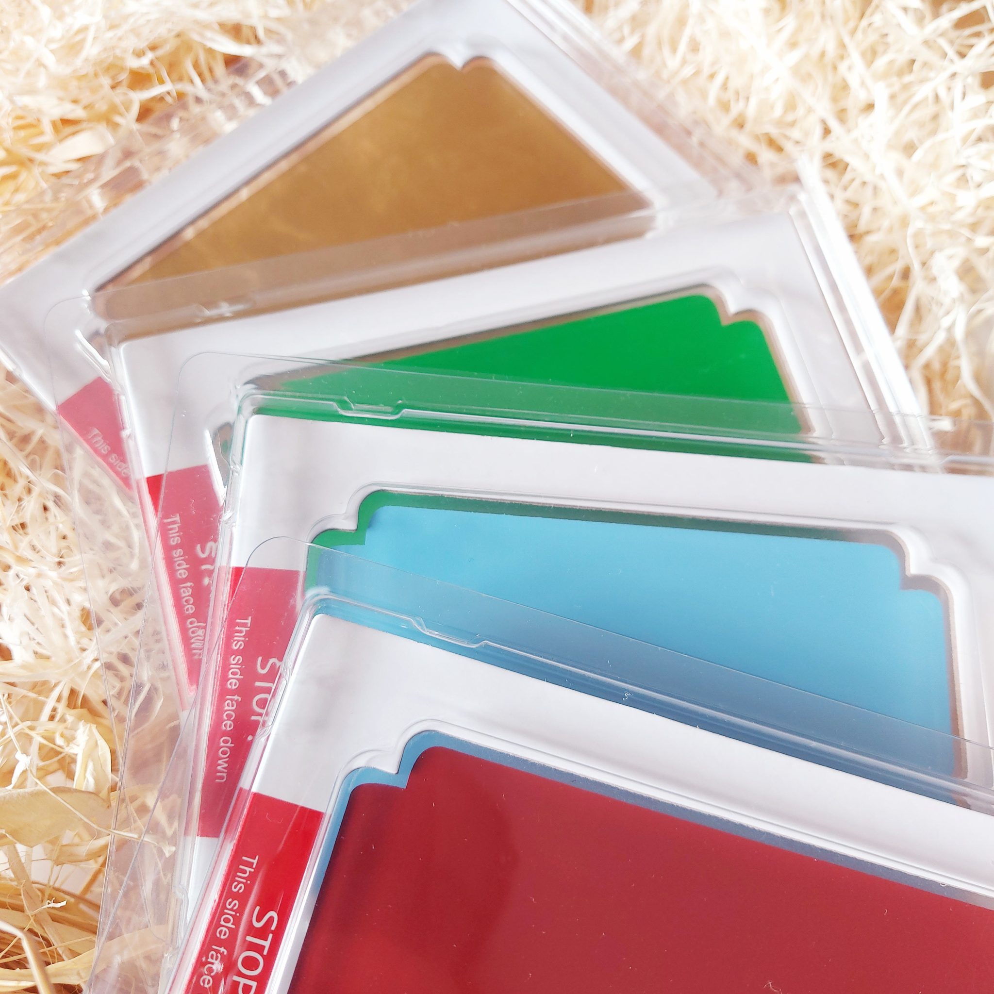 Little Paws Big Memories ABC Animals Clean touch ink pads, mess free. Shown in brown, green, blue and red. Large ink pads for baby hand and footprints. Newborn baby gift idea.