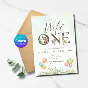 Wild One Birthday Minimalist Invitation Printable (Instant Download)