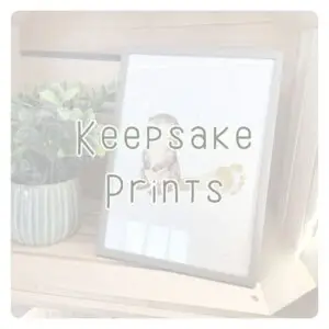 Baby keepsake prints with handprint and footprint artwork