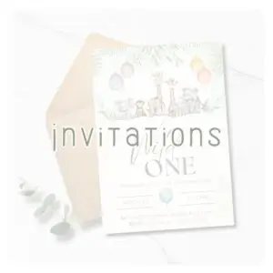 Baby shower and birthday invitations with soft neutral design